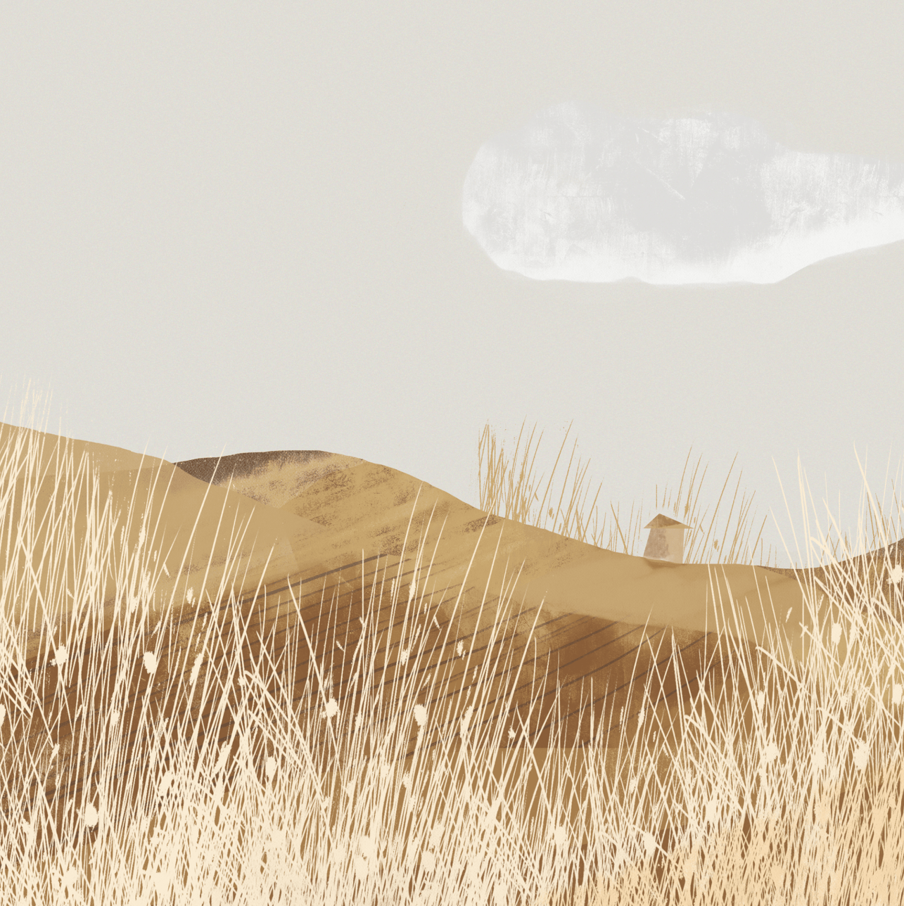 Gold Reed — A Quiet Afternoon, Warm Landscape Print