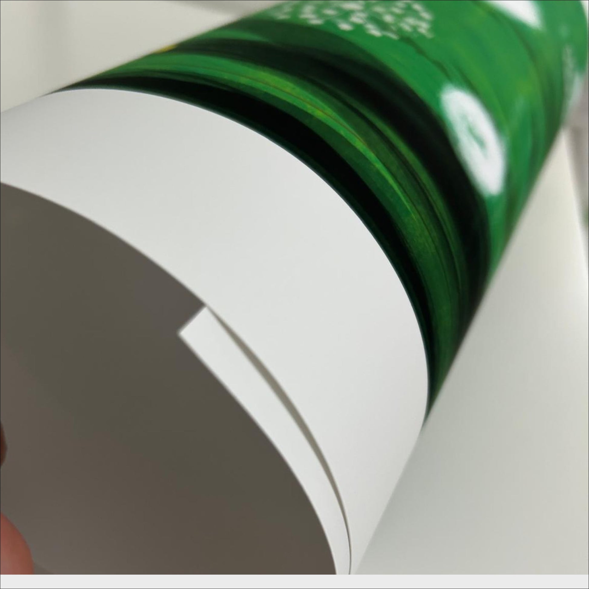 Edge detail of Resting Field art print rolled on premium matte paper, showing print quality, OAM Studio