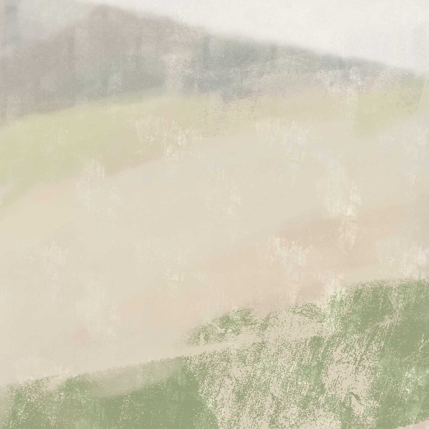 Close-up of Soft Ground art print showing layered green and beige brushstrokes on matte paper, OAM Studio