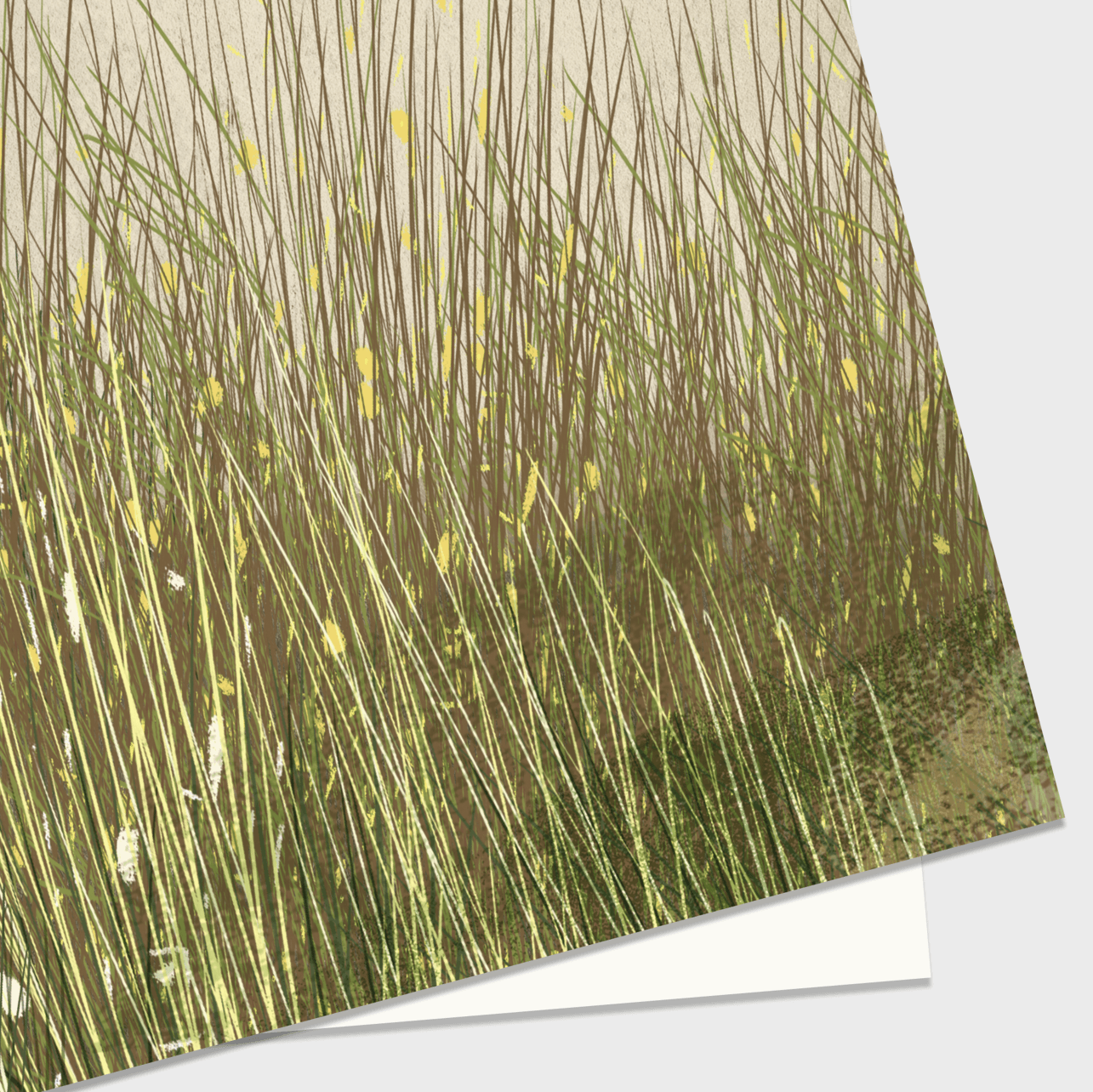 Art print with a close-up of grass on a white backgroundcreated by oam studio